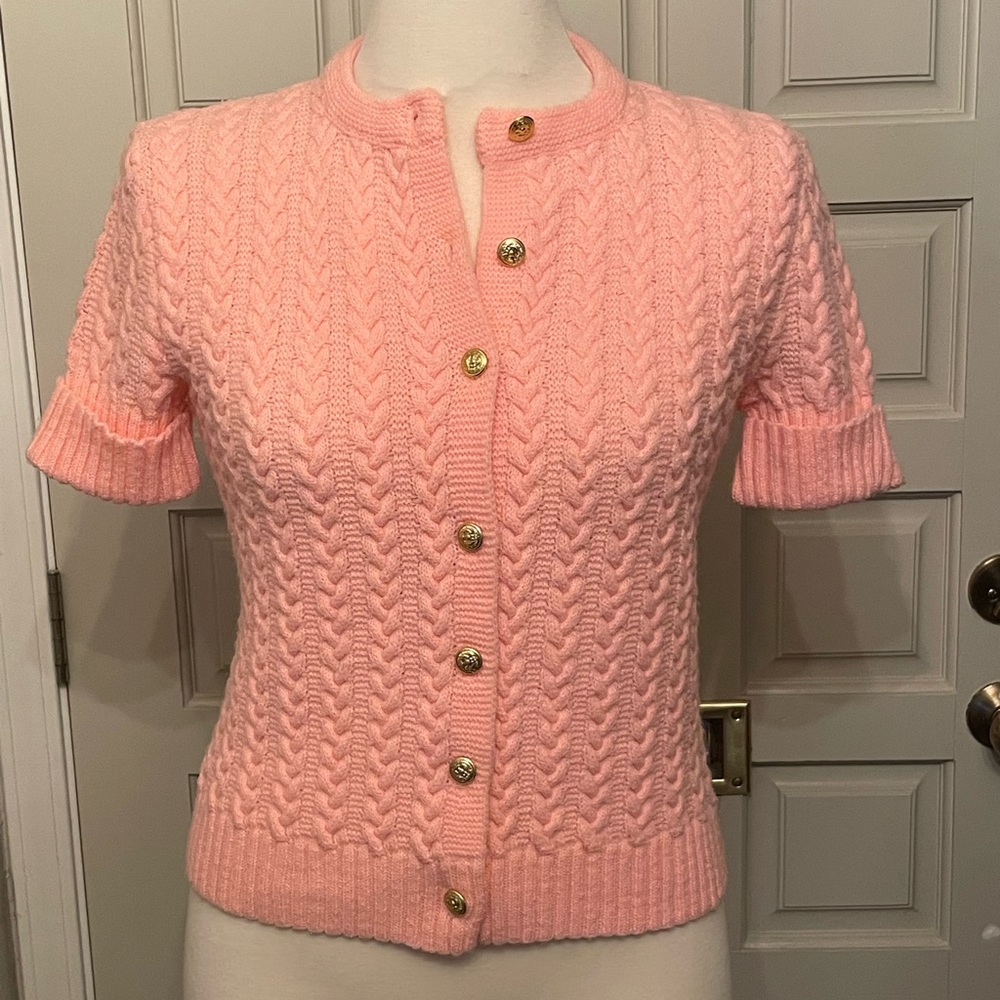 Vintage Bradley 1950's rockabilly pink sweater cardigan, size large L